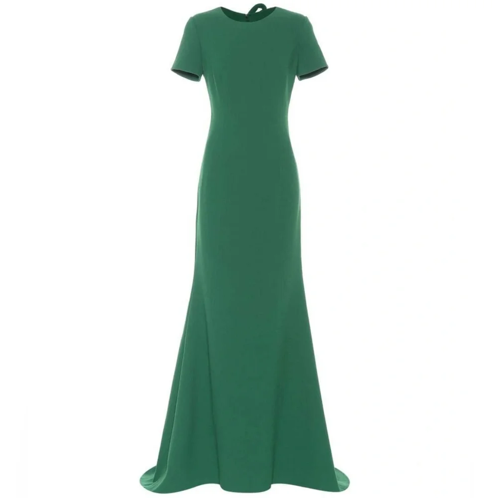 $3,690 NEW OSCAR DE LA RENTA HUNTER GREEN VIRGIN WOOL RUNWAY DRESS US 8